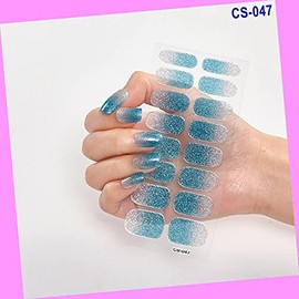 16pcs Glitter Gradient Pure Color Full Nail Wraps Nail Polish Art Sticker Cs047 for Nails Design Nail Art Stickers Decals Supplies Manicure Tips Sticker Colorful for Nail Decorations