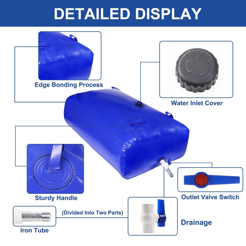 GHOSOONE 1000 L/264 Gal Water Bladder Tank, Foldable Portable Water