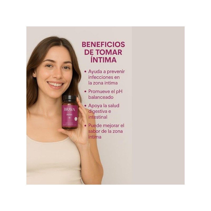 ÍNTIMA BRAVA Probióticos para Mujer con Lactobacillus y Prebióticos, Apoyo