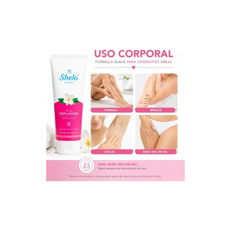 Crema Depiladora Shelo Nabel Piel Sensible 250ml Bikini