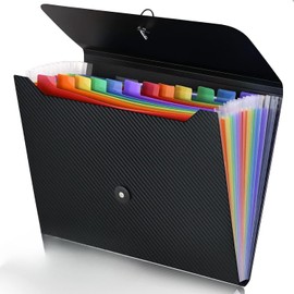 THJOPOKEEL CarpetaOrganizadoradeDocumentos,Folder con 13 Bolsillos Plastico,Recibos,Tamaño A4 Cartas Con Etiquetas Adhesivas Para Clase,Casa,Oficina Y Viajes
