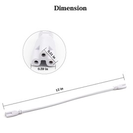 1FT 12 inch T5 T8 Tube Light Fixture LED Linkable Cords, Double end Connector Cable, Power Extension Wire for LED Integrated Single Fixture, Shop light, Garage Light, Under Cabinet Light, Pack of 4