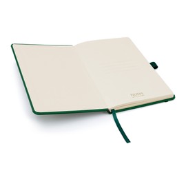 Notes London 2 x Eco A5 Notebook with Lined Pages, Pen Loop, Ribbon, Date Marks and Paper Pocket, Medium Hardback Journal, Note, sustainably sourced paper (Green & Green)