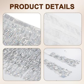 2 x Glitter Skirt Women's Festival Sequin Skirt Glitter Skirt Sequin Skirt for Women Sequin Skirt for Music Festival Tassel Carnival Belly Dance Costume (Gold + Silver)