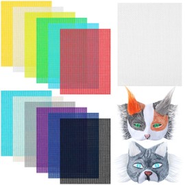 Crowye Crowye 12 Pcs Eye Mesh for Therian Mask 7.9 x 5.9 Inches DIY Therian Mask Material Kit Plastic Eye Mesh Sheets for DIY Handicraft Make Dividers Mask Accessory Kit, 12 Colors
