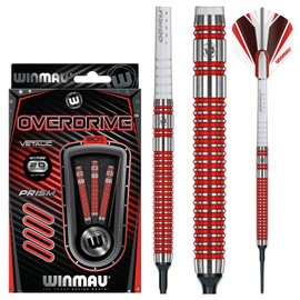 WINMAU Overdrive Tungsten Softip Darts Set 20g with Prism Flights and Shafts (Stems)