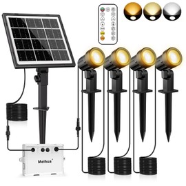 MEIHUA Solar Spot Lights Outdoor Garden, 4 in 1 2700K/4000K/6500K Adjustable LED Solar Powered Spotlight, IP66 Waterproof Solar Landscape Spotlights 3 Brightness for Garden Pathway Yard Tree