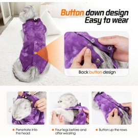 Cat Recovery Suit for Abdominal Wounds or Skin Diseases,Professional Breathable Surgical Recovery Suit,After Surgery Wear Anti Licking Wounds,E-Collar Alternative for Cats and Dogs (Purple-M)