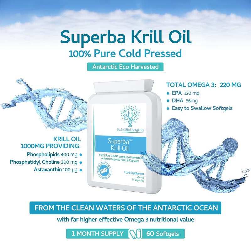 Superba Krill Oil Extract 500mg 60 Capsules - 100% Pure