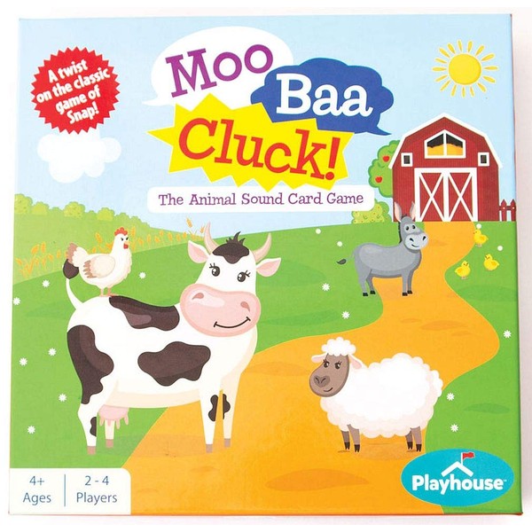Playhouse Moo Baa Cluck! Animal Sound Preschool Card Game with Easy Card Holders