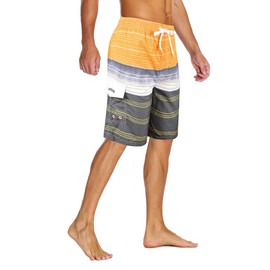 Unitop Bañador para hombre, diseño de rayas coloridas con forro, Amarillo-57, 32
