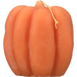 Big Dipper Wax Works Medium Light Orange Pumpkin Candle, 25-Hour Long Burn, Pure Beeswax Sculpted Candle, 3” x 3.25”, Fall Candle