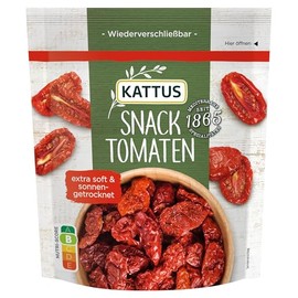 Kattus - Dried Snack Tomatoes - Ready to Eat Sun-Ripened Tomatoes in Resealable Bag for Salads, Pasta, Pizza etc. - 100 g in Bag