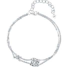 KIMIEVOL Women's Bracelet, Colorful Jewelry, 12 Months, Birthstone, Rose, Flower, Silver, Accessory, Sterling Silver, White Day, Birthday, Mother, Wife, Girlfriend, Christmas Gift, Wrapping Supplies