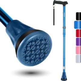 REHAND Walking Cane - Foldable, Adjustable, Collapsible Walking Canes   & Women, Heavy Duty All Terrain Tip, with Travel Bag | Walking Sticks  Seniors & Adults Black Gel trekking  poles Portable Multi-Purpose Portable Multi-Purpose - Color: red