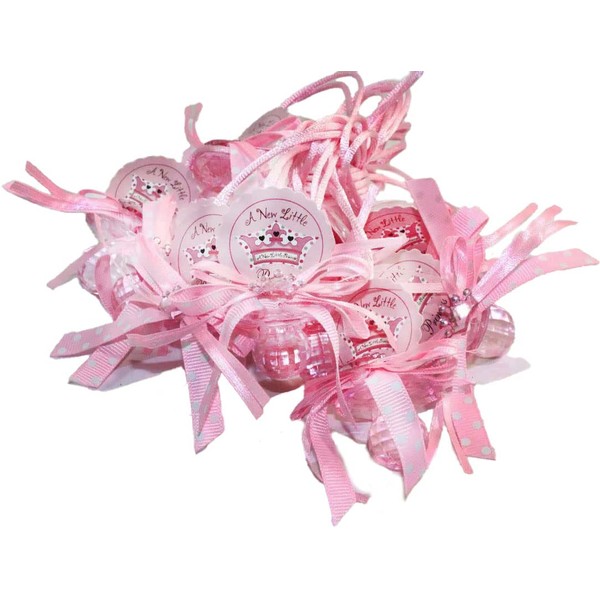 RBN 12 PCS Pacifier Ribbon Necklaces Little Prince and Princess