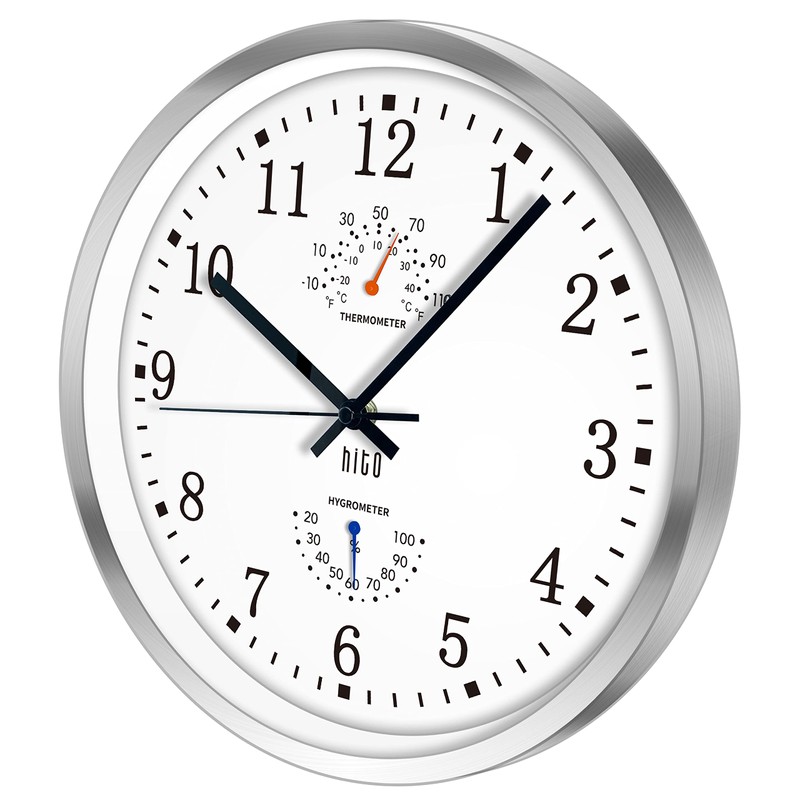 HITO 12 Inch Silent Wall Clock Battery Operated Non Ticking