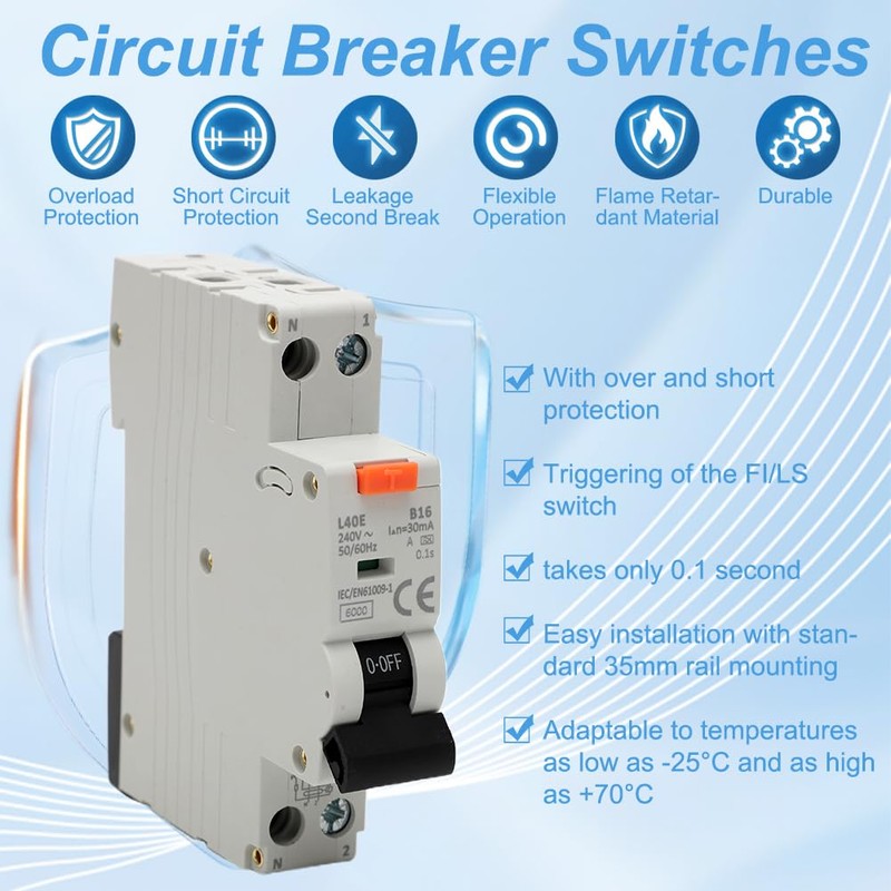 IVEOPPE FI/LS Switch, Fi LS Switch, Fi Circuit Breaker 16A,