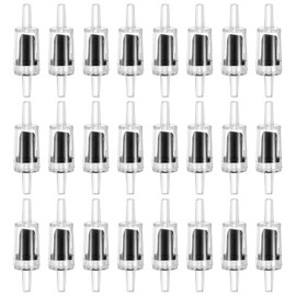 M METERXITY 24-Pack Aquarium Air Check Valve, Plastic One Way Non-Return Valves Air Valve Air Tubing Accessories Air Pump Accessories for 3/16" Airline Tubing Fish Tank [Clear Black]