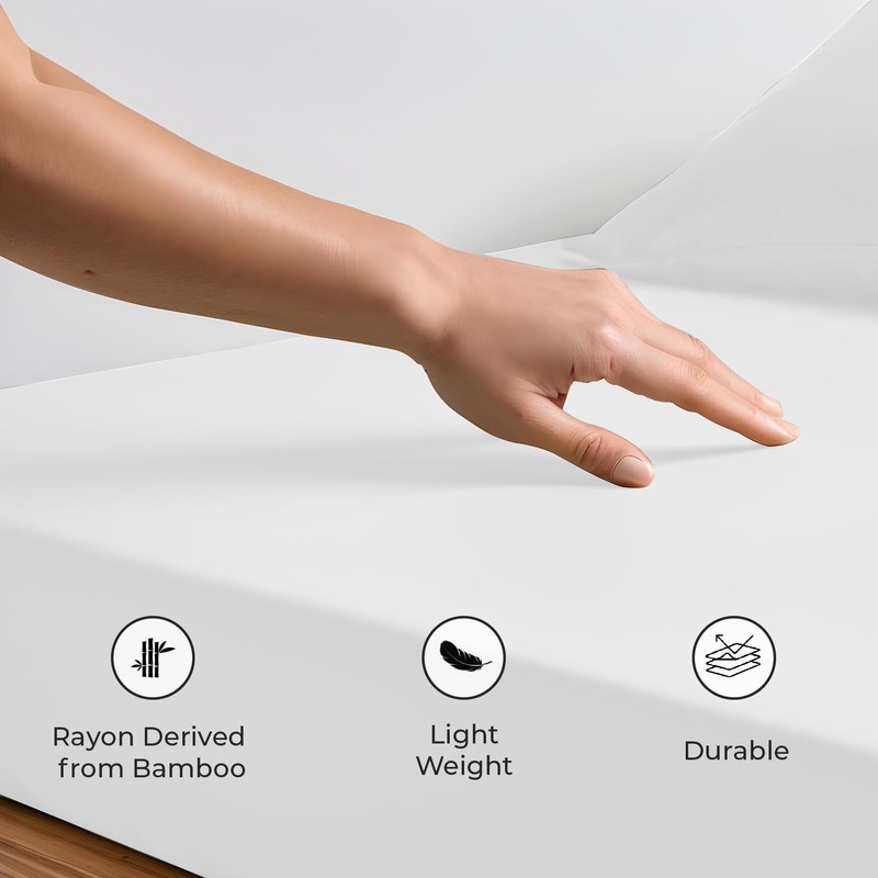 Linenwalas 100% Natural Bamboo Only Fitted Sheet With Secure Elastic