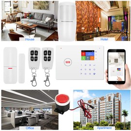 Security Alarm System Kit, Auto Dial GSM+WiFi Home Security Wireless Alarm System GSM Home Security Alarm System Motion Sensor Door/Window Sensor Remote Control