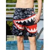 Unbranded Shark Teeth Swim Trunks Swimming Board Shorts Black Gray