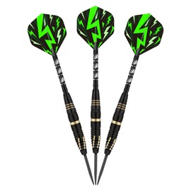 PRK 14 Professional Darts Set - 3 x 24g Black & Gold With Steel Tips Aluminum Shafts In Travel Case with Accessories O-Rings Stems and Spare Flights
