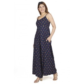 GURU SHOP Boho Jumpsuit, Sommer Overall, Einteiler, Viskose Hosenkleid - Blau, Damen, Size:M/L