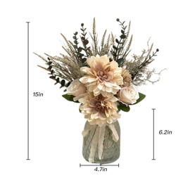 HUAERLSP Fake Flowers in Vase,Silk Flower Arrangement with Vase Suitable for Home Office Decor, Dining Table Centerpiece,Coffee Table Decor (Brown)