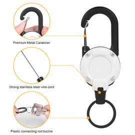 Vicloon Vicloon Strapazierfähiger einziehbarer Schlüsselanhänger, 2pcs Einziehbarer Schlüsselanhänger, Schlüsselband ausziehbar mit 80 cm Stahlkordel für ID Badge Holder, Kartenhalter, Schlüsselkarten