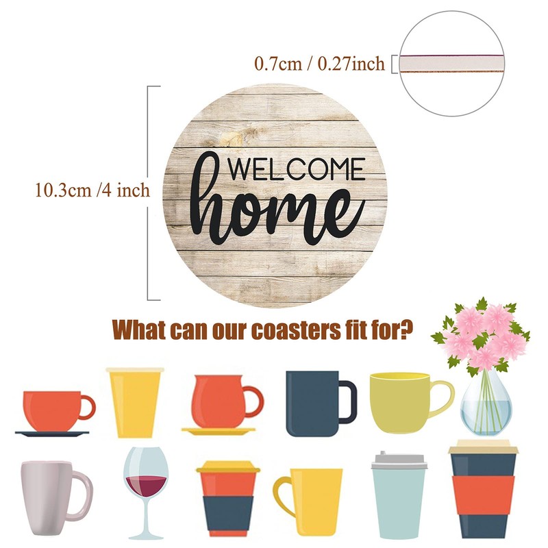 Adorever Coasters for Drinks Absorbent with Holder, 6 Pcs Ceramic