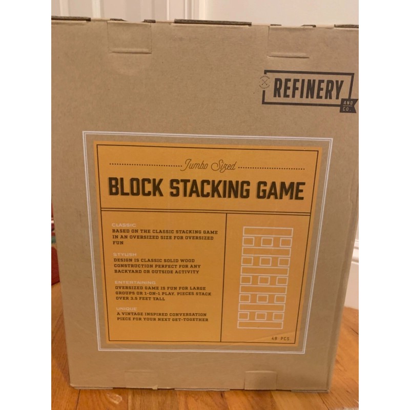 REFINERY Block Stacking Game 48 Piece Jumbo sized 3.5ft tall