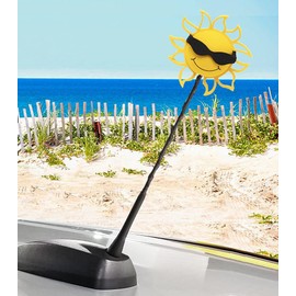 Coolballs The Original Cool California Sunshine w Sunglasses Car Antenna Topper/Auto Mirror Dangler/Dashboard Accessory (Black Shades)