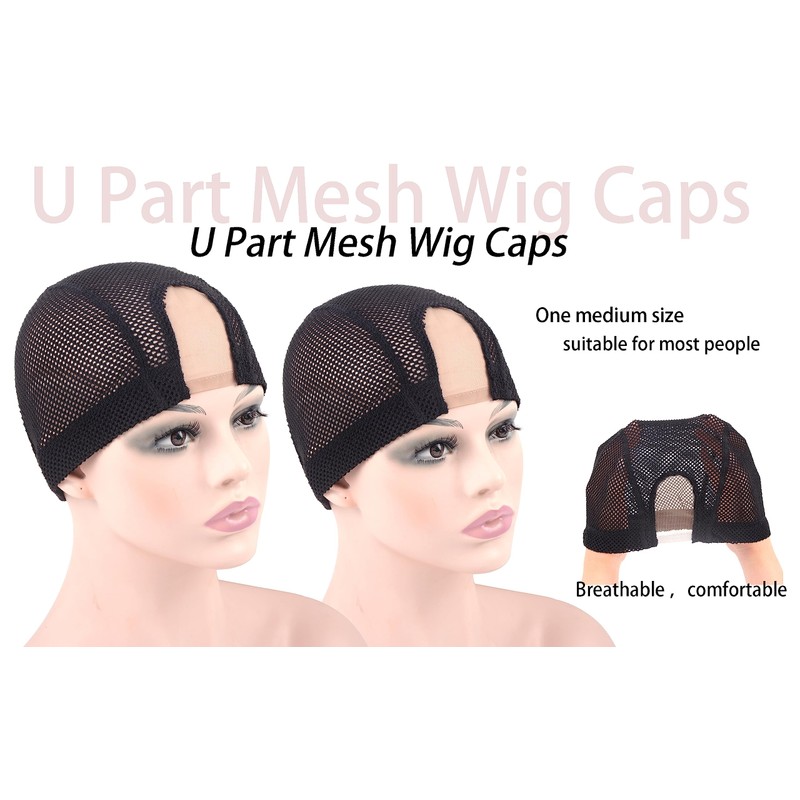 2 Pcs 1.4X3 Inch U Part Wig Cap for Making