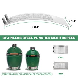KAMaster Stainless Steel Punched MESH Panel Fits for Medium,Large Big Green Color Egg Draft Door Kamado Grill Accessories Grill Bottom Vent Replacement Punched Metal Panel