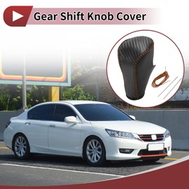 HEROFFIX 1 Stk. Schaltknaufabdeckung für Honda Accord 2008-2012 Schaltknaufschutz Schwarz Carbonfaser Schwarz Braun Kunstleder
