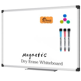 XBoard Magnetic Dry Erase Board with Lines 48 x 36 Inch, 4' x 3' Double Sided Hanging White Board Planner for Wall | Grid Lined White Board + Message Presentation Board