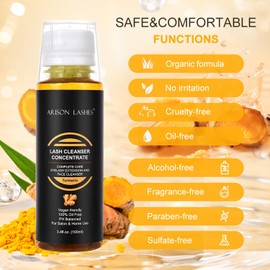 ARISON LASHES Turmeric Shampoo Concentrate 100ml Lash Extensions Shampoo Care-Makes 20 Bottles 60ml Lash Shampoo(Turmeric)