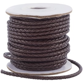 SUNNYCLUE 11 Yards/ 10m 3mm Black Braided Cord Round Rope String Bulk Cowhide Antique Genuine Strap Lace Braiding Folded Bolo Tie Leather Cords for jewellery Making Bracelet Necklace Lanyards DIY Craf