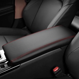 REMOCH Center Console Armrest Cover for Camry Accessories 2025 2026 Interior Camry (LE/SE/XLE/SXE) Leather Arm Rest Seat Middle Console Box Lid Protector (Red Stitches)