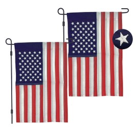 Vigor Home 2 Pack American Flag Garden Flags 12x18 Inch, Deluxe Embroidered Stars and Sewn Stripes USA Flags,Patriotic Decorative Yard Flags for Garden and Home, 210D Nylon
