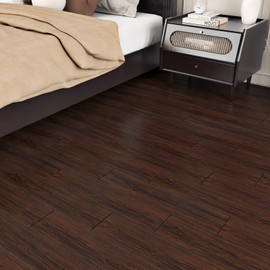 Wallercity 16PCS Deep Brown Peel and Stick Floor Tile Wood Vinyl Plank Flooring Waterproof Wood Floor Tile Stickers for Bathroom Interlocking Vinyl Flooring Adhesive Stick on Tiles for Basement RV