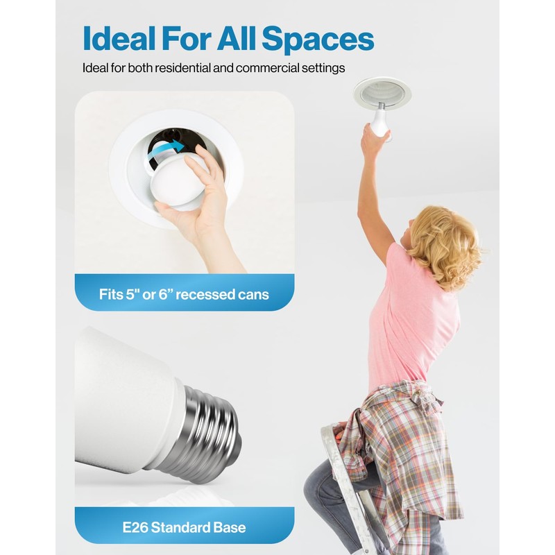 Sunco 30 Pack BR30 Light Bulbs LED, Recessed Can Light