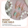Long Press on Nails Green and Gold Chrome Fake Nails