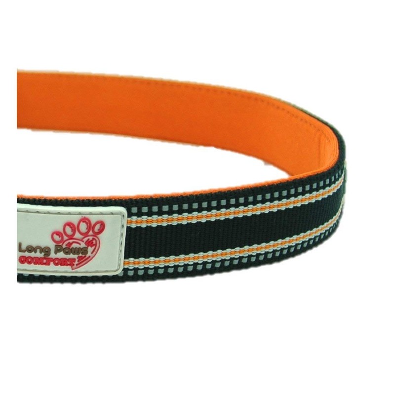 Long Paws Comfort Collar, Reflective, Padded Dog Collar, Medium, Black