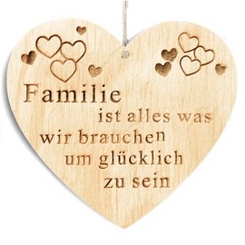 Family Heart Family is Everything We Need to Be Happy Sign Wooden Heart Sign 10 x 10 cm Saying Gift Wooden Gift A Gift for the Family