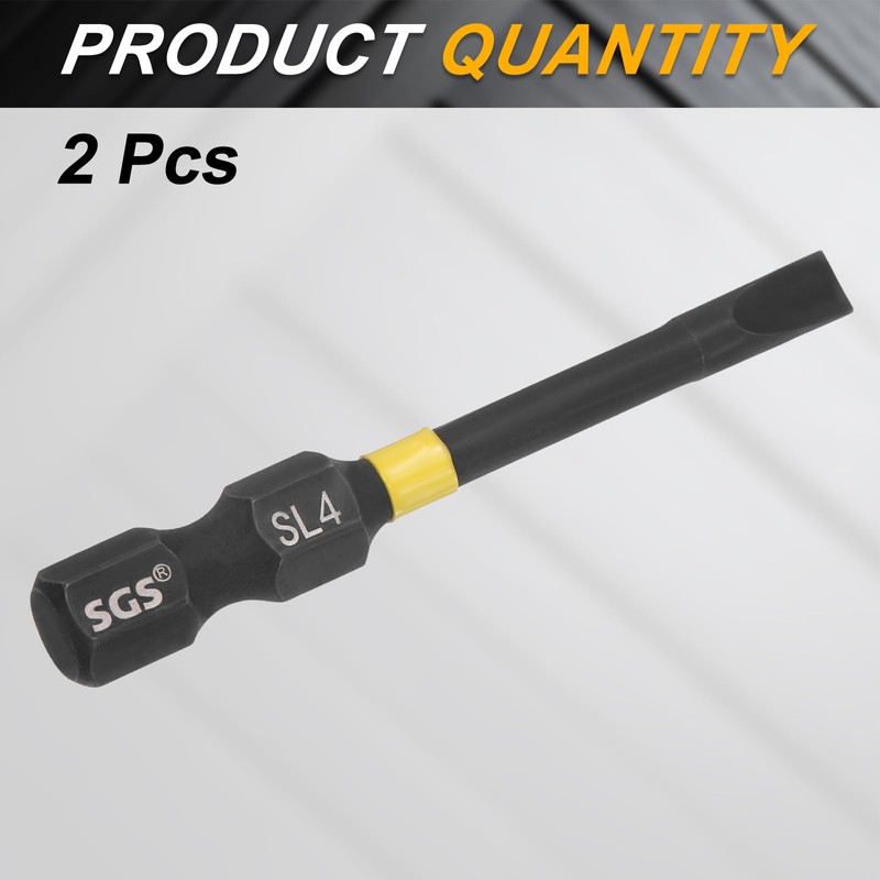 HARFINGTON 2pcs SL4 Slotted Impact Screwdriver Bits 4mm Slotted Tip