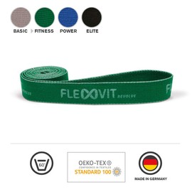 FLEXVIT Revolve Solid Fitness Band (Green) - Fitness Bands for Effective Full Body Workout, HIT, Coordination, Stabilisation and Bounce, 4 Strengths, Beginners and Professionals, Washable