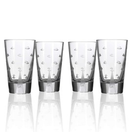 Rolf Glass UFO Mothership Highball Glass 15 ounce – Engraved Cooler Glasses – Lead-Free Glass - Etched Drinking Glass with Heavy Base – Proudly Made in the USA (Set of 4)