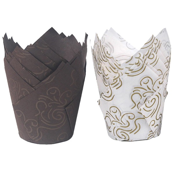 Cupcake Wrappers for Weddings Birthdays Party,Tulip Cupcake Cases,Greaseproof Baking Cups